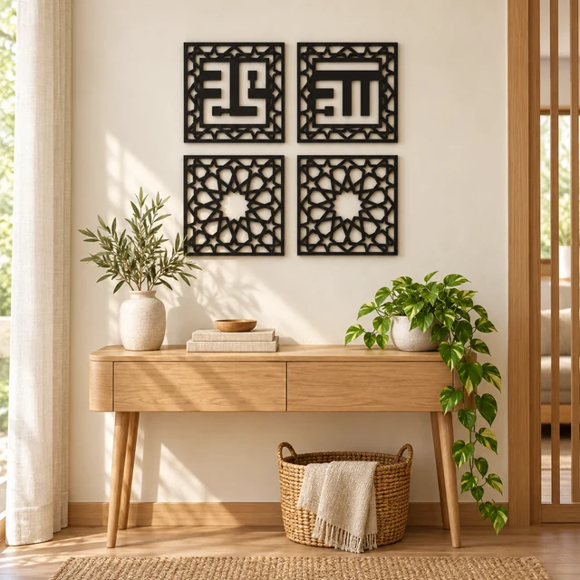 Dezayn Allah Muhammad  AM-PT Home Deco Wall Decoration Calligraphy Islamic Khat Kufi Wall Art