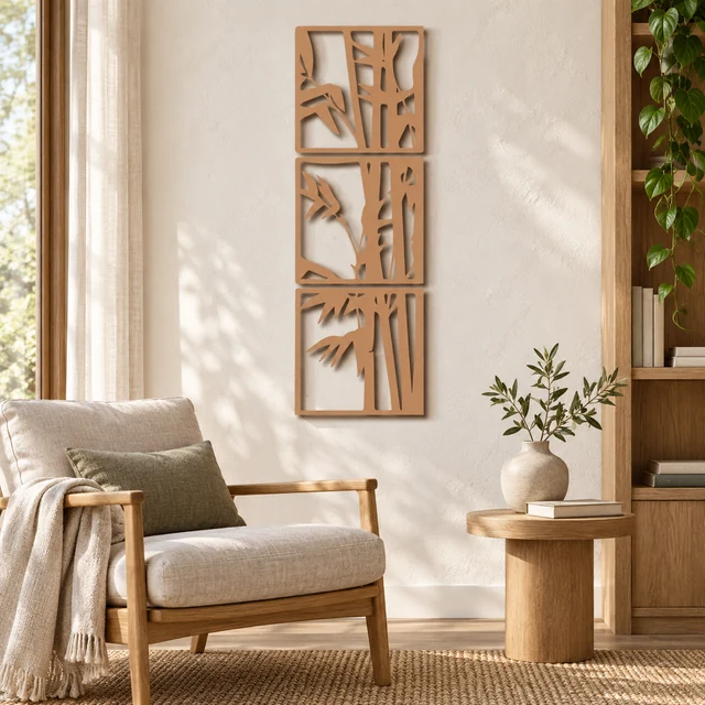 Dezayn MUJI Style Triple Bamboo TBB -1 3D Wall Decor 3D Wall Sign Home Decoration Art Mural Custom Wall Art