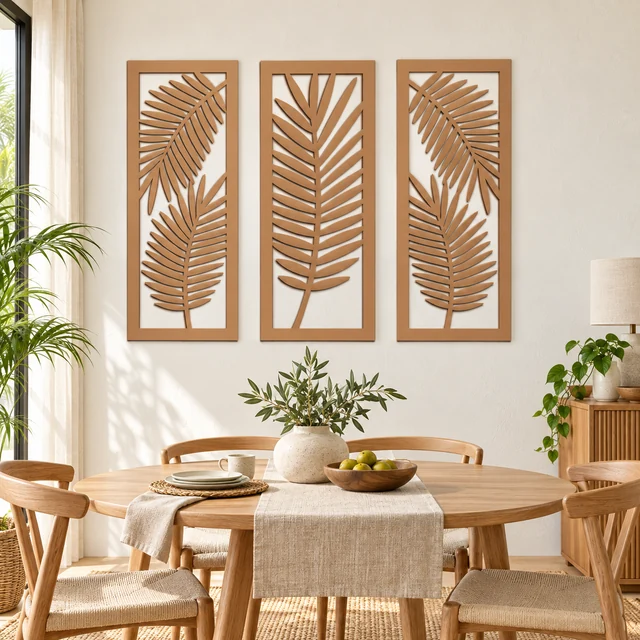 Dezayn MUJI Style Triple Thin Leaves TL -1 3D Wall Decor 3D Wall Sign Home Decoration Art Mural Custom Wall Art