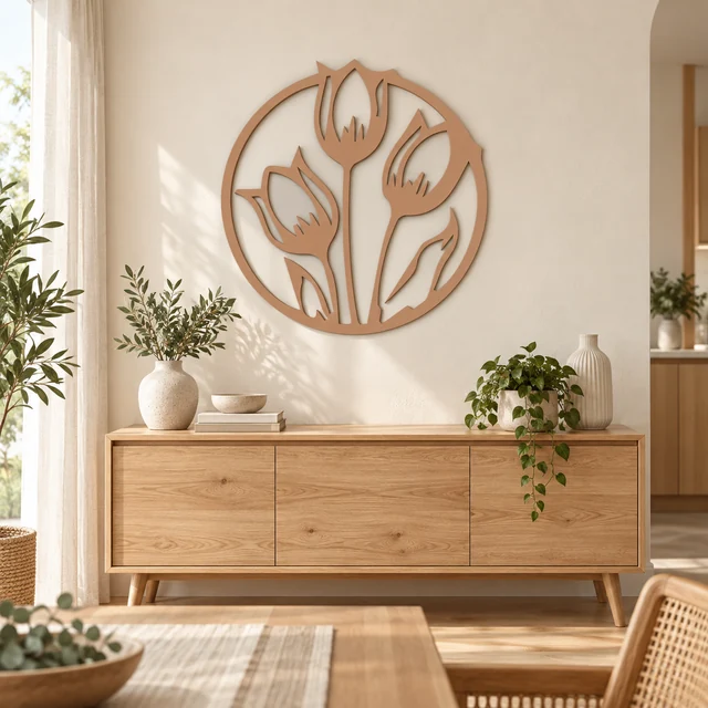 Dezayn MUJI Style Three Tulips T -01 3D Wall Decor 3D Wall Sign Home Decoration Art Mural Custom Wall Art