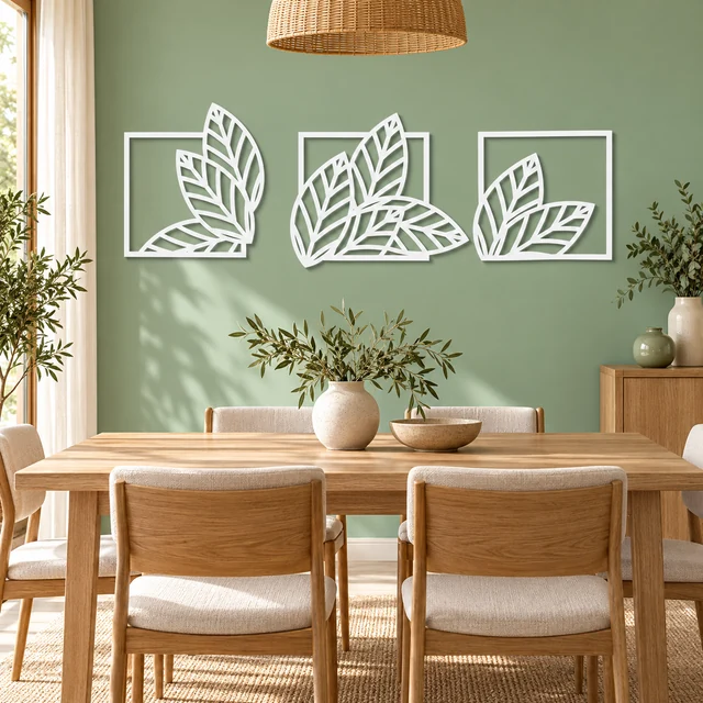Dezayn MUJI Style Triple Tiny Leaves TN -L1 3D Wall Decor 3D Wall Sign Home Decoration Art Mural Custom Wall Art