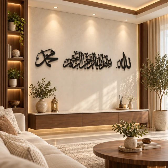 Dezayn Bismillah Khat BM-KH4 Home Deco Wall Decoration Calligraphy Islamic Khat Kufi Wall Art