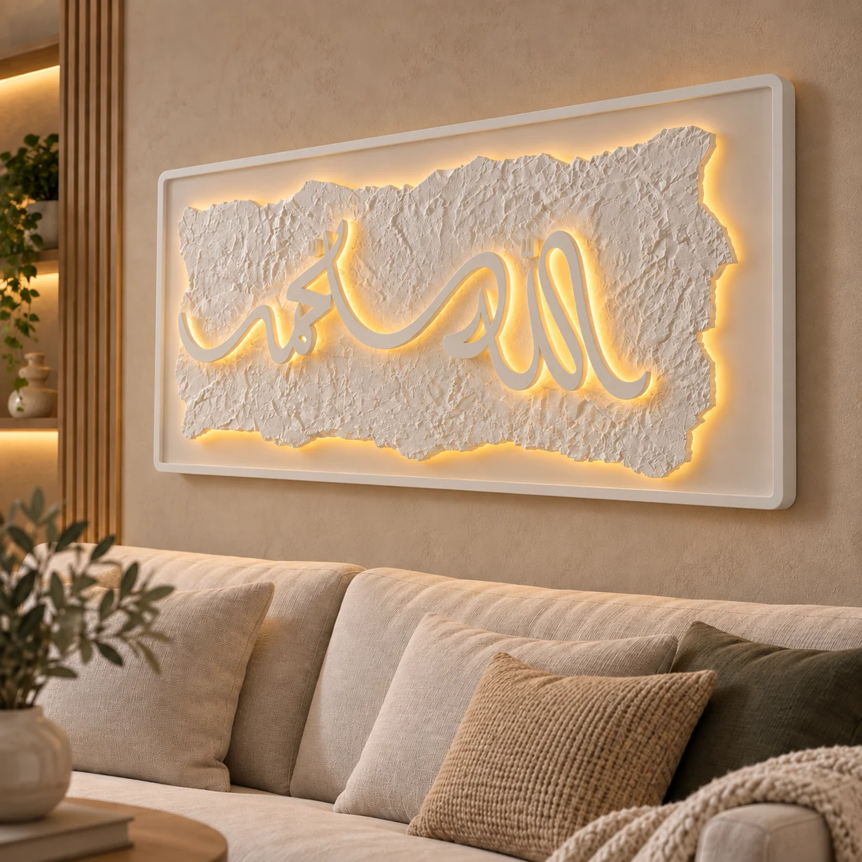 Mawaddah Stone Frame dengan pencahayaan hangat