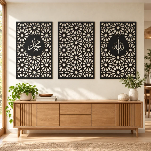 Dezayn Allah Muhammad AM-3K Home Deco Wall Decoration Calligraphy Islamic Khat Kufi Wall Art